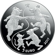 5 Euros Fairy Tale Coin III The Old Man's Mitten, Latvia, 2017 reverse image