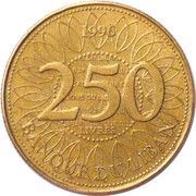 250 Līrah / Livres Cu-Al thicker type, Lebanon, 1995-2003 reverse image