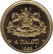 4 Maloti - Moshoeshoe II Independence Attained, Lesotho, 1966 reverse image