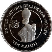 10 Maloti - Moshoeshoe II Decade For Women, Lesotho, 1985 reverse image
