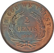 2 Cents Pattern, Liberia, 1890 reverse image