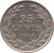 25 Cents, Liberia, 1966-1990 reverse image