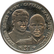 1 Dollar Captain James T. Kirk and Captain Jean-Luc Picard reverse image