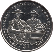 1 Dollar President Roosevelt, Liberia, 1995 reverse image
