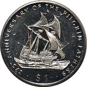 1 Dollar The "Mayflower", Liberia, 1995 reverse image