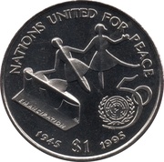 1 Dollar United Nations, Liberia, 1995 reverse image