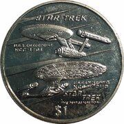 1 Dollar Star Ships NCC-1701 and NCC-1701-D, Liberia, 1995-1996 reverse image