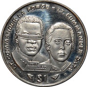 1 Dollar Commander la Forge and Commander Data, Liberia, 1996 reverse image