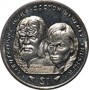 1 Dollar Lieutenant Worf and Beverly Crusher reverse image