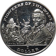 1 Dollar Daniel Boone, Liberia, 1996 reverse image