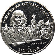 1 Dollar Kit Carson, Liberia, 1996 reverse image