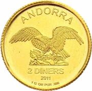 2 Diners Golden Eagle; Fineness .999 - Gold Bullion obverse image