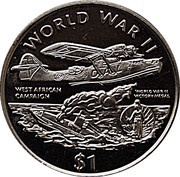 1 Dollar West African Campaign, Liberia, 1997 reverse image