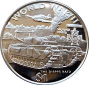 1 Dollar The Dieppe Raid, Liberia, 1997 reverse image