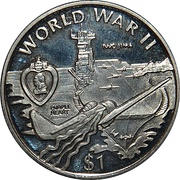 1 Dollar Iwo Jima, Liberia, 1997 reverse image