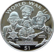 1 Dollar The Burma Campaign, Liberia, 1997 reverse image