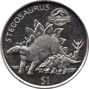 1 Dollar Jurassic Park - Stegosaurus, Liberia, 1997 reverse image