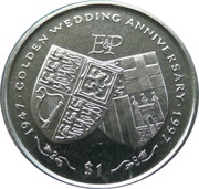 1 Dollar Initials and Shields, Liberia, 1997 reverse image