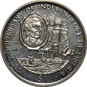 1 Dollar 150th Anniversary - Independence of Liberia, Liberia, 1997 reverse image