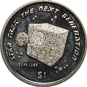 1 Dollar Borg Cube, Liberia, 1997 reverse image