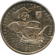 1 Dollar Columbus, Liberia, 1999 reverse image