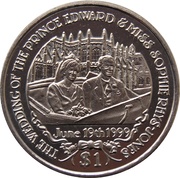1 Dollar The Wedding of Prince Edward, Liberia, 1999 reverse image