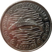 2 Dollars FAO World Fisheries Conference, Liberia, 1983 reverse image