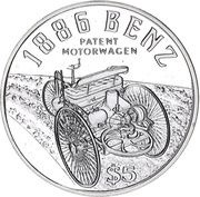 5 Dollars Motorwagen, Liberia, 1995 reverse image