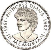 5 Dollars Princess Diana, Liberia, 1997 reverse image