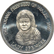 5 Dollars Princess Diana - Lady Spencer, Liberia, 1997 reverse image