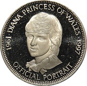 5 Dollars Princess Diana - Official Portrait, Liberia, 1997 reverse image