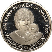 5 Dollars Princess Diana - William’s Christening, Liberia, 1997 reverse image
