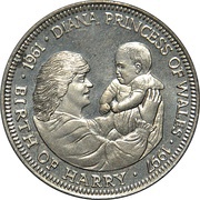 5 Dollars Princess Diana - Birth of Harry, Liberia, 1997 reverse image