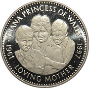 5 Dollars Princess Diana - Loving Mother, Liberia, 1997 reverse image