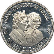 5 Dollars Princess Diana - Queen Elizabeth II, Liberia, 1997 reverse image