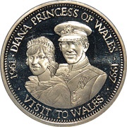 5 Dollars Princess Diana - Visit to Wales, Liberia, 1997 reverse image
