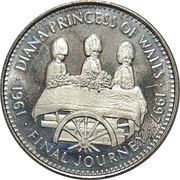 5 Dollars Princess Diana - Final Journey, Liberia, 1997 reverse image