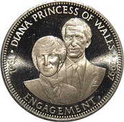 5 Dollars Princess Diana - Engagement, Liberia, 1997 reverse image