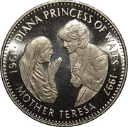 5 Dollars Princess Diana - Mother Teresa, Liberia, 1997 reverse image