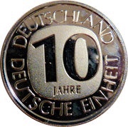 5 Dollars German Unification, Liberia, 1998 reverse image