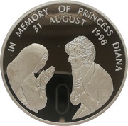 5 Dollars In Memory of Princess Diana, Liberia, 1998 reverse image