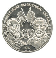 5 Dollars Battle of Gettysburg, Liberia, 1999 reverse image