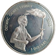 5 Dollars Olympic Games, Liberia, 1999 reverse image
