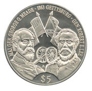 5 Dollars Battle of Gettysburg, Liberia, 1999-2001 reverse image