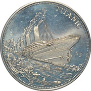 5 Dollars Titanic sinking, Liberia, 2000 reverse image