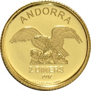 2 Diners Golden Eagle; Fineness .9999 - Gold Bullion obverse image