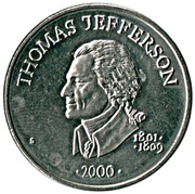 5 Dollars Thomas Jefferson, Liberia, 2000 reverse image