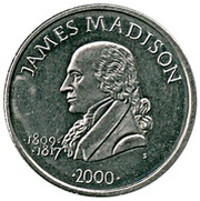 5 Dollars James Madison, Liberia, 2000 reverse image