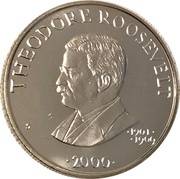 5 Dollars Theodore Roosevelt, Liberia, 2000 reverse image
