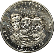 5 Dollars Battle of Gettysburg, Liberia, 2000 reverse image